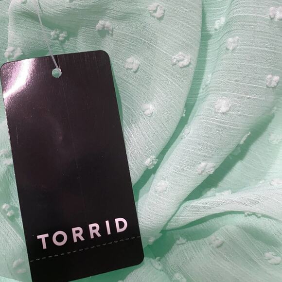Torrid green CLIP DOT RUFFLE KIMONO - Picture 10 of 13